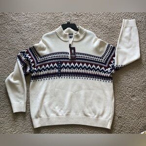 NWT Izod ‘Vanilla Ice’ 1/4 Zip Up Pullover Sweater Cabincore Eclectic Grandpa